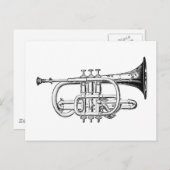 Trumpet-houtengravering Briefkaart (Voorkant / Achterkant)