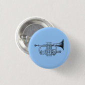  Trumpet-houtengravering Ronde Button 3,2 Cm (Voorkant /achterkant)
