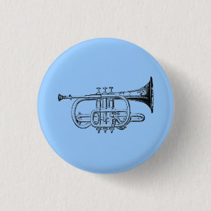  Trumpet-houtengravering Ronde Button 3,2 Cm