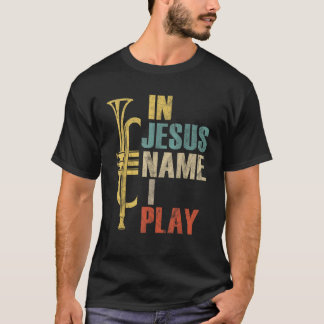  Trumpet in Jezus Name Ik speel Retro Trumpet T-shirt
