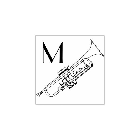 Trumpet Initiaal Monogram Musician Band Teacher Rubberstempel (Afrduk)