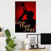 Trumpet "Love that Jazz"-Poster Poster (Thuiskantoor)