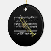Trumpet met blademuziek en zwarte achtergrond keramisch ornament (Links)