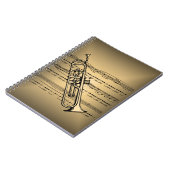 Trumpet met vel muziekachtergrond notitieboek (Linkerzijde)