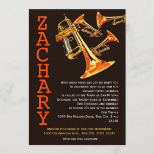 Trumpet Music Bar Mitzvah Kaart