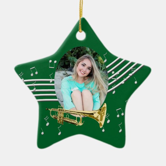 Trumpet Music Green Star-keramische versiering Keramisch Ornament (Voorkant)