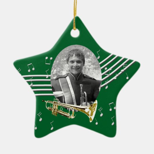 Trumpet Music Green Star-keramische versiering Keramisch Ornament (Voorkant)