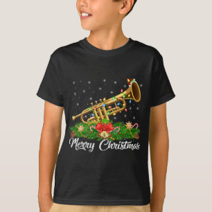 Trumpet Music Lover Matching Santa Hat Trumpet Chr T-shirt