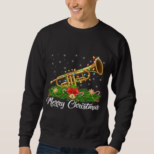 Trumpet Music Lover Matching Santa Hat Trumpet Chr Trui (Voorkant)