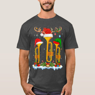 Trumpet Music Lover Xmas Lighting Santa Trumpet Ch T-shirt