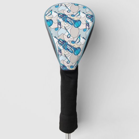 Trumpet Music Note Fragmenten Golfheadcover (Voorkant)