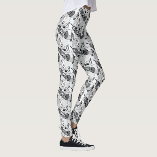 Trumpet Music Note Fragmenten Leggings (Rechts)