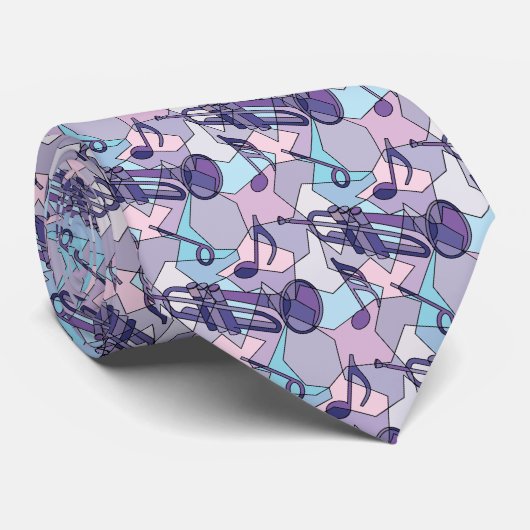 Trumpet Music Note Fragmenten Stropdas (Opgerold)