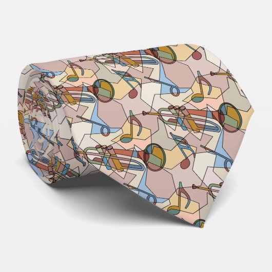 Trumpet Music Note Fragmenten Stropdas (Opgerold)