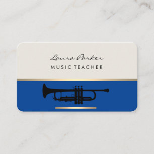 Trumpet Music Teacher Instrument Gold Blue Visitekaartje