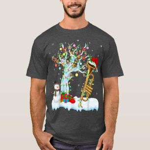 Trumpet Music Xmas Tree Lighting Santa Hat T-shirt