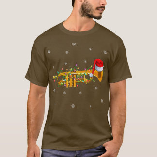 Trumpet Music Xmas Verlichting Santa Hat Trumpet C T-shirt