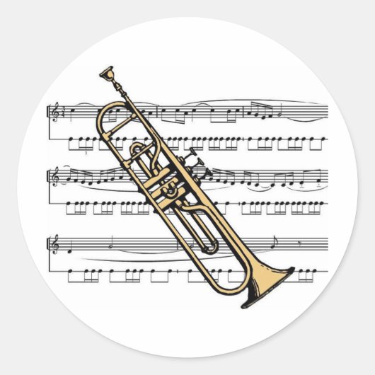 Trumpet musical 11 B Ronde Sticker (Voorkant)