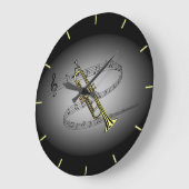 Trumpet Musical Scale ~ Black ~ Gray Background Grote Klok (Hoek)