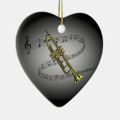 Trumpet Musical Scale ~ Black ~ Gray Background Keramisch Ornament (Rechts)