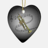 Trumpet Musical Scale ~ Black ~ Gray Background Keramisch Ornament (Links)