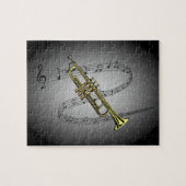Trumpet Musical Scale ~ Black ~ Gray Background Legpuzzel (Horizontaal)