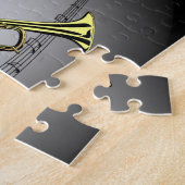 Trumpet Musical Scale ~ Black ~ Gray Background Legpuzzel (Zijkant)