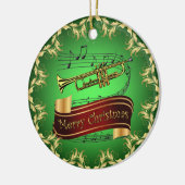Trumpet ~ Musical Scroll ~ Merry Kerst~ * ~ Keramisch Ornament (Links)