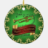 Trumpet ~ Musical Scroll ~ Merry Kerst~ * ~ Keramisch Ornament (Achterkant)