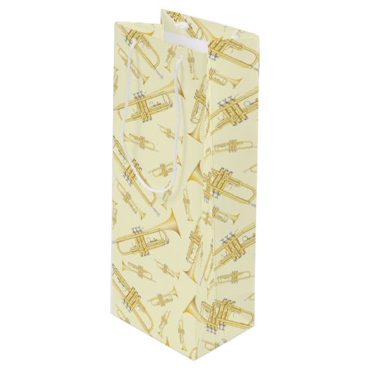 Trumpet Musician Band Teacher Wijn Cadeautas (Voorkant Gekanteld)