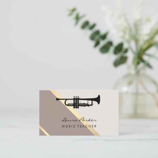 Trumpet Musician Music Teacher Instrument Gold Visitekaartje (Staand voorkant)