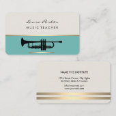 Trumpet Musician Music Teacher Instrument Gold Visitekaartje (Voorkant / Achterkant)
