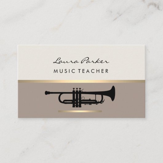 Trumpet Musician Music Teacher Instrument Gold Visitekaartje (Voorkant)