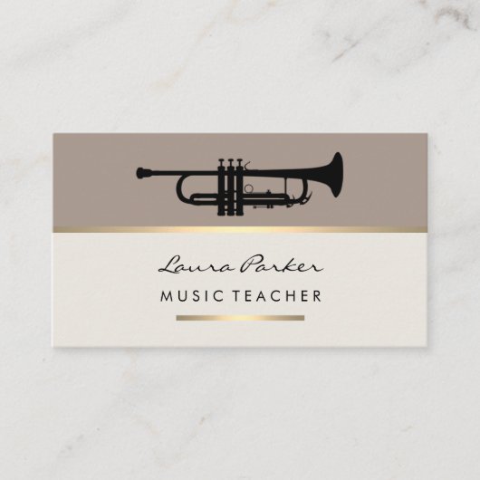Trumpet Musician Music Teacher Instrument Gold Visitekaartje (Voorkant)