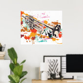 Trumpet-muziekinstrument, aangepast poster voor af (Thuiskantoor)