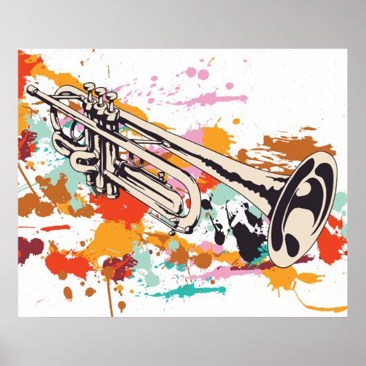 Trumpet-muziekinstrument, aangepast poster voor af (Voorkant)
