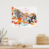 Trumpet-muziekinstrument, aangepast poster voor af (Keuken)