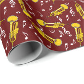 Trumpet Muzieknoten Patroon Cadeaupapier (Rol Hoek)