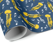 Trumpet Muzieknoten Patroon Cadeaupapier (Rol Hoek)