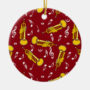 Trumpet Muzieknoten Patroon Keramisch Ornament