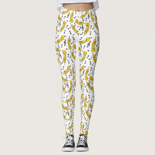 Trumpet Muzieknoten Patroon Leggings (Voorkant)