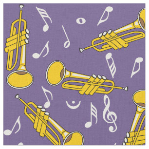 Trumpet Muzieknoten Patroon Stof