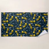 Trumpet Muzieknoten Patroon Strandlaken (Voorkant)