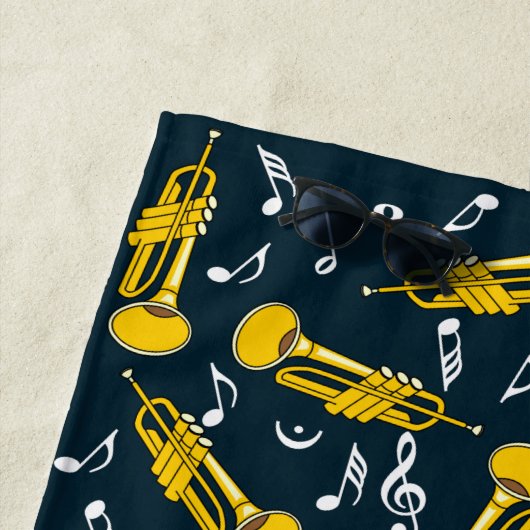 Trumpet Muzieknoten Patroon Strandlaken (In situ)