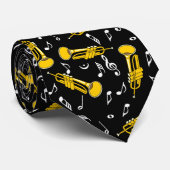 Trumpet Muzieknoten Patroon Stropdas (Opgerold)