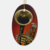 Trumpet of Cornet Red Background Ornament (Links)