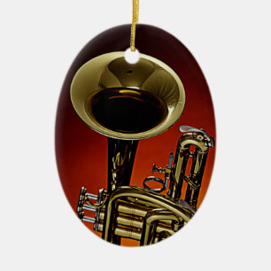 Trumpet of Cornet Red Background Ornament