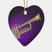 Trumpet Paarse achtergrond Keramisch Ornament (Links)