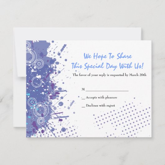 Trumpet & Piano Musical Bar Bat Mitzvah Reply RSVP Kaartje (Voorkant)