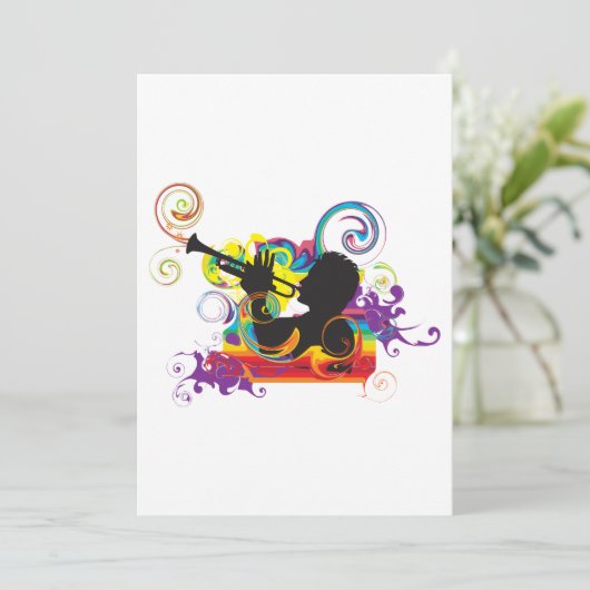 Trumpet Player Art Work Kaart (Staand voorkant)